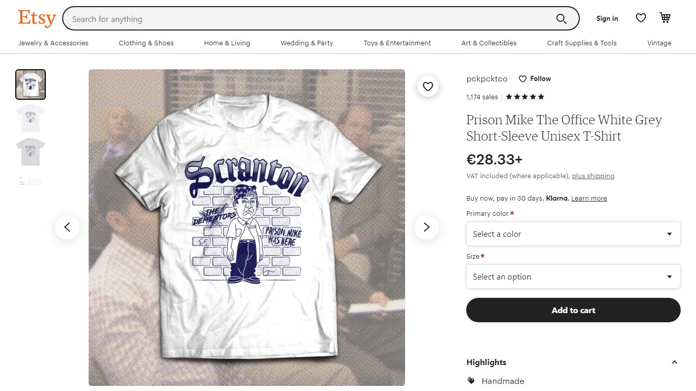 Prison Mike The Office White Grey Short-Sleeve Unisex T-Shirt